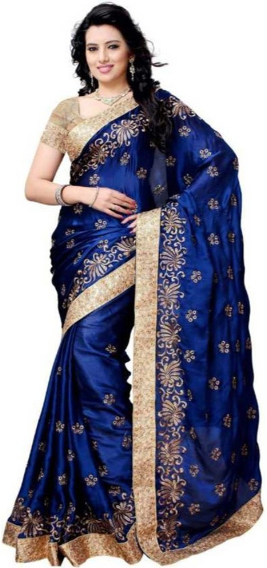 marutinandannx Embroidered Fashion Silk Saree(Blue)