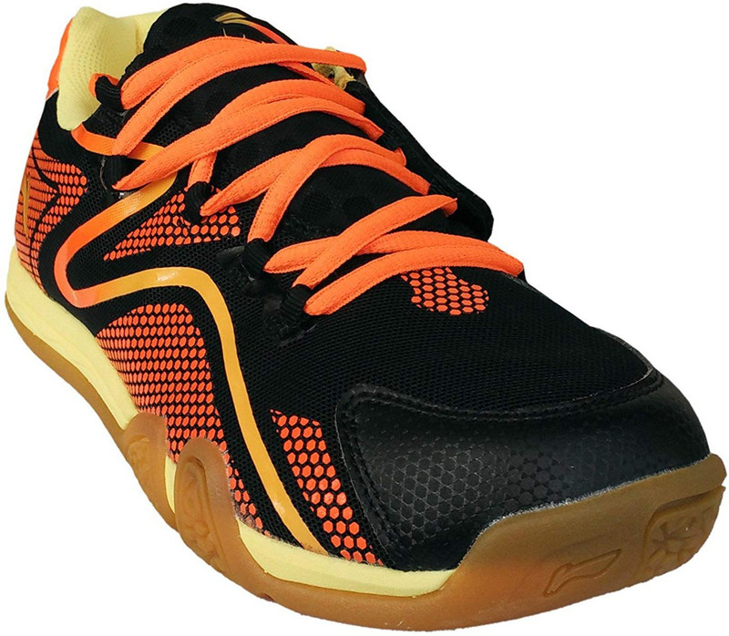 Li-Ning Xylo Premium Unisex Non Marking Squash Shoes For Men(Black, Orange)
