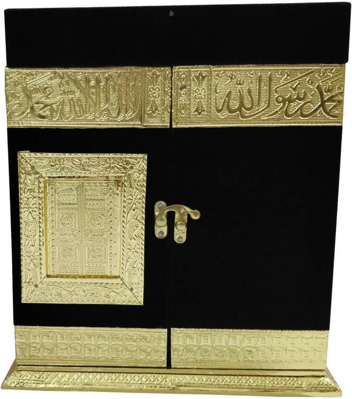 tryooshop Wooden Handcrafted Kaba Shaped Royal Quran Box with Reehal Decorative Showpiece  -  28 cm(Wood)