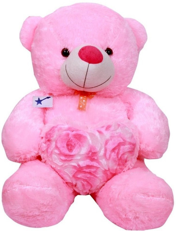 emutz Soft Toys Sitting Teddy Bear with on a Big Heart Size 24 Inch Pink Big Size Teddy Bear  - 12 inch(Pink)