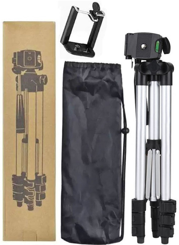 m s megaslim Universal Flexible 3110 Best Tripod With 3-Way for Digital Camera Video Camcorder Camera 3110 Tripod Stand Mobile Phone Portable Adjustable Lightweight Aluminum Tripod with Mobile Phone holder Tripod(Silver, Black, Supports Up to 1500 g)