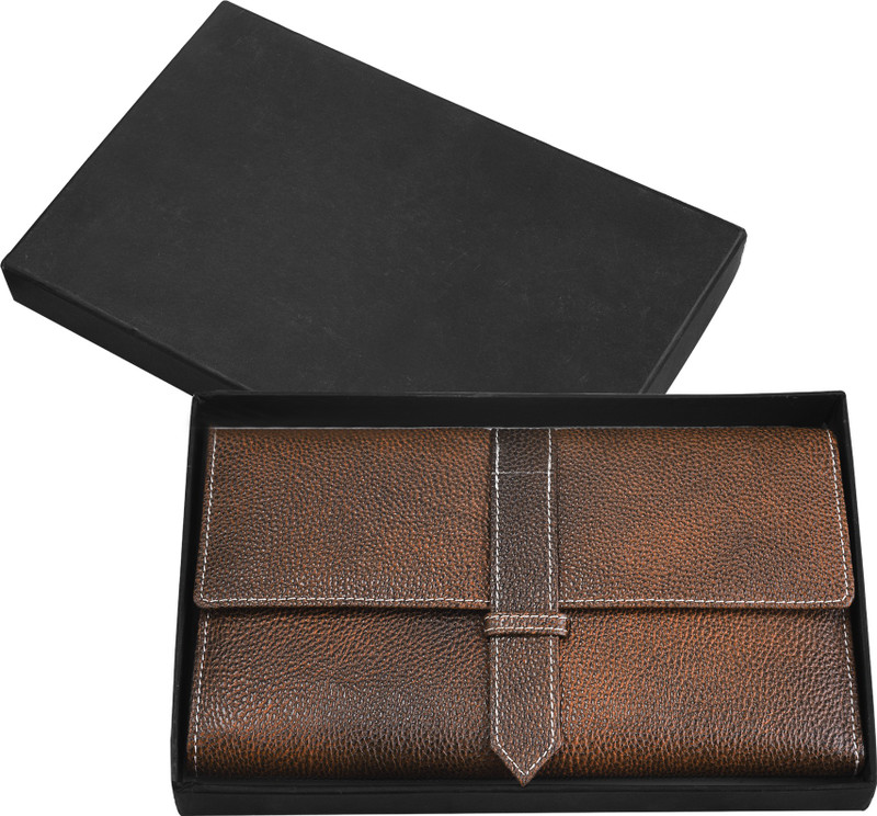 carme Women Brown Genuine Leather Wrist Wallet(9 Card Slots)