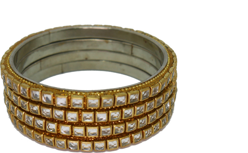 creativestuff Brass Zircon Bangle Set(Pack of 4)