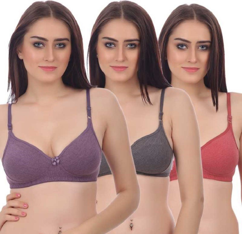 makeba byred bow 102 sport Women T-Shirt Non Padded Bra(Red, Blue, Grey)