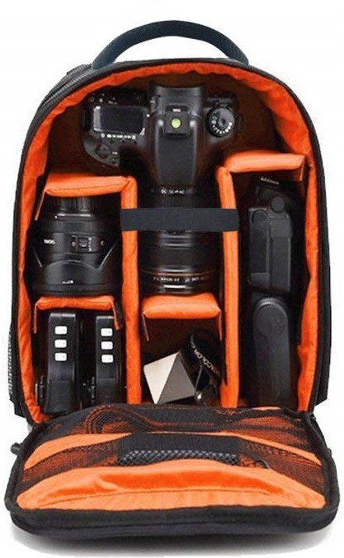 Smiledrive Waterproof DSLR Backpack Camera Bag, Lens Accessories Carry Case for Nikon, Canon, Olympus, Pentax & Others-Ideal for Professional Photographers (Orange) Camera Bag(Black)