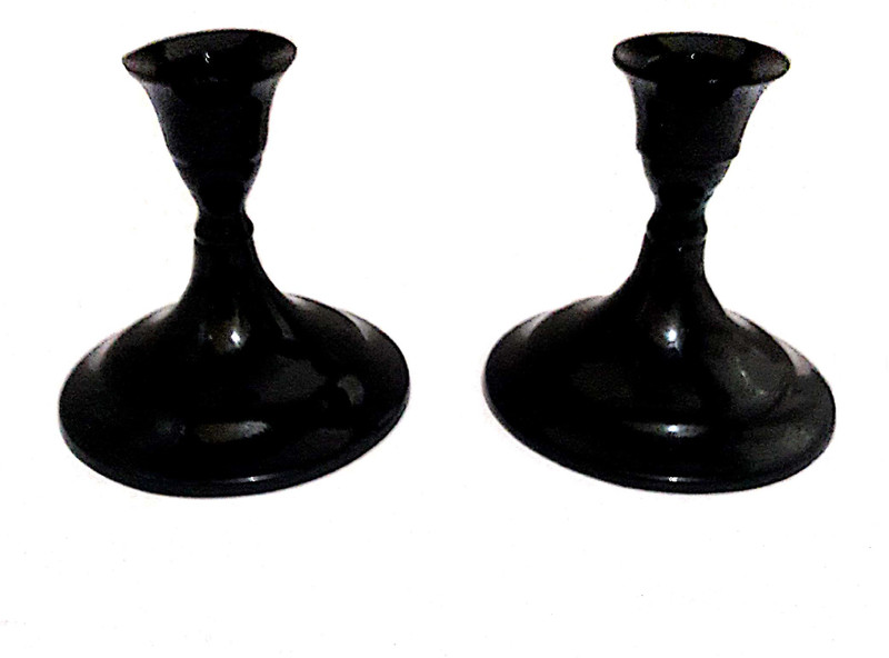 handicrft galaxy CAL Aluminium Candle Holder(Black, Pack of 2)