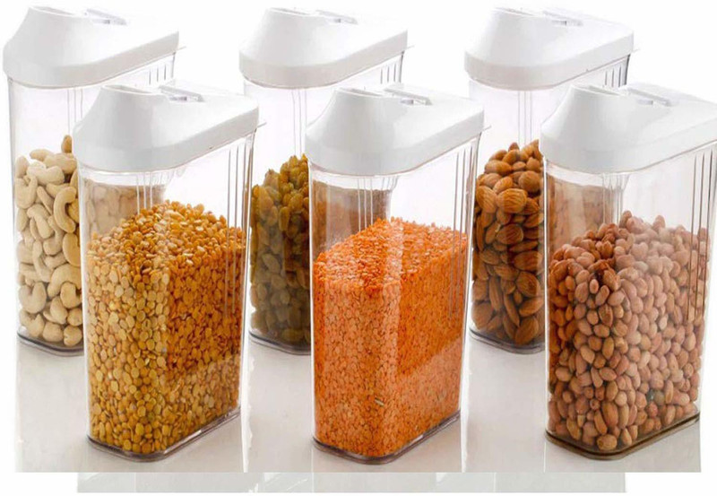 nature care enterprise container  - 1700 ml Plastic Tea Coffee & Sugar Container, Grocery Container, Utility Box(Pack of 6, Clear)