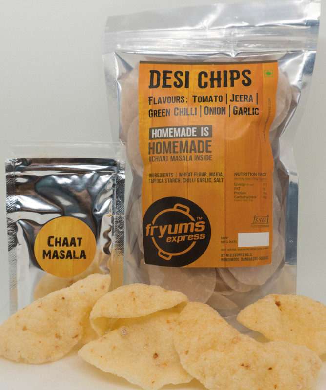 fryums express Desi Chips Tomato with Chaat masala Masala Papad 250 g