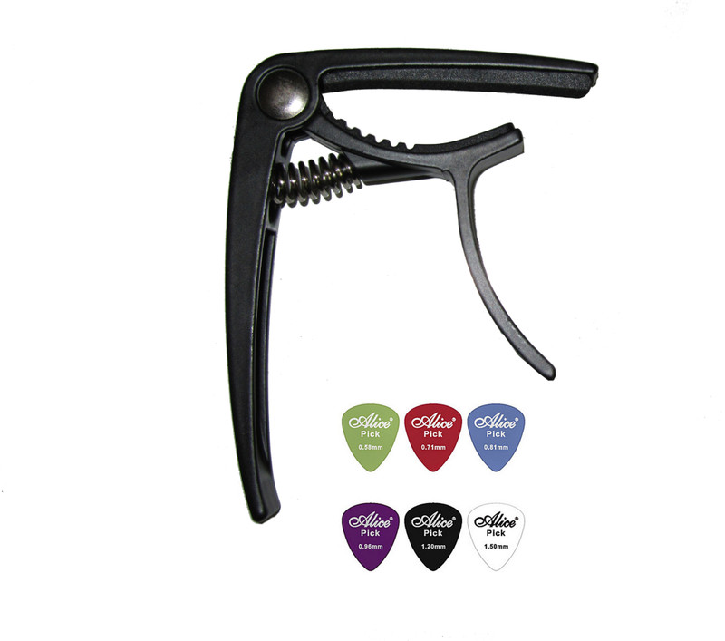 mozart Metal capo with six Guitar picks Clutch Guitar Capo(black)