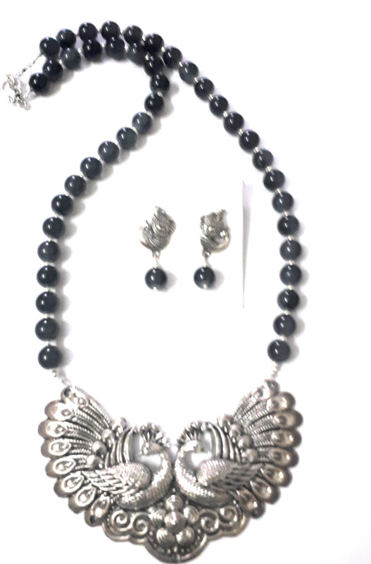 sreevee Oxidised Silver Jewel Set(Grey, Silver)