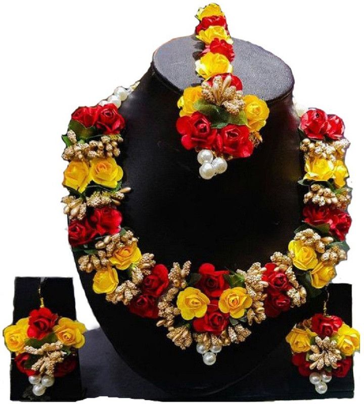 sarpi crafts Mother of Pearl Jewel Set(Yellow, Red)