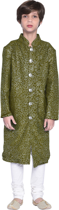 wondermom Boys Festive & Party, Wedding Kurta and Pyjama Set(Green Pack of 1)