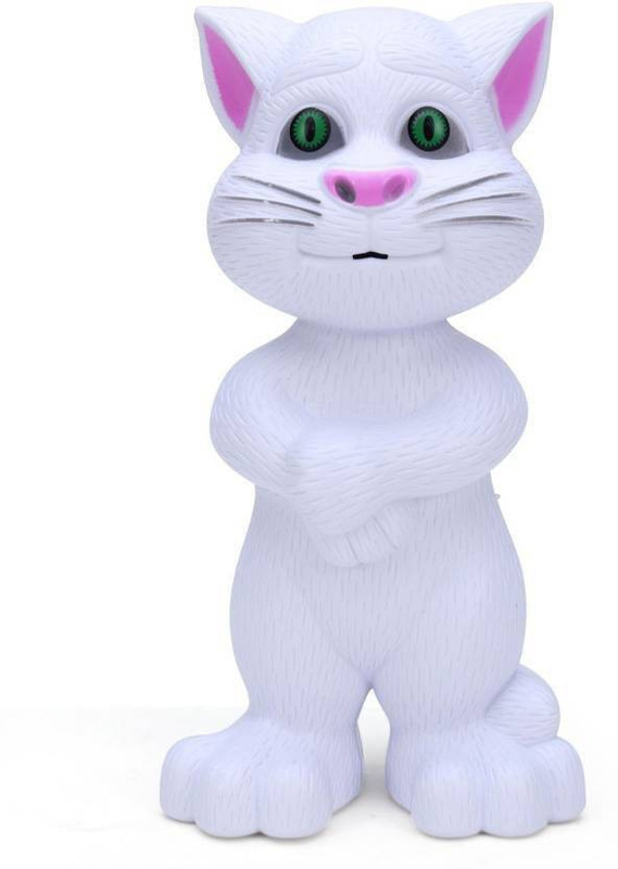 bubbly giggles White Intelligent Talking Tom Cat with Touch Recording Story Rhymes & Songs,Intelligent Touching Tom Cat with Wonderful Voice. (White)(White)