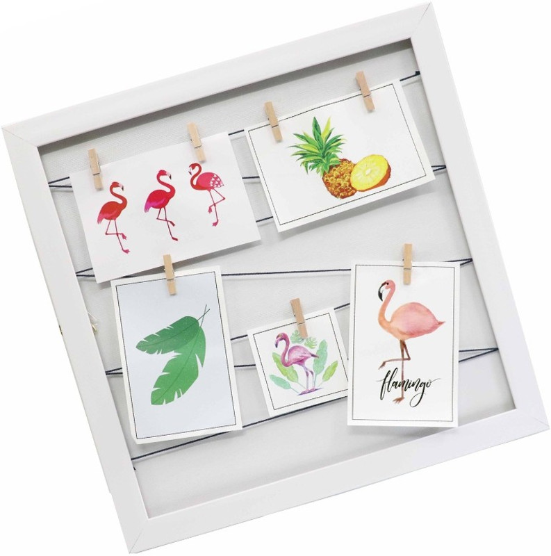 shoppers stoppers Square Shaped Wood Photo Frame With Clips 19 inch Photos(1 GB, White)