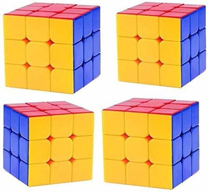 retrowear high speed set of 4 cubes 3x3x3 stricerless (multi-colour) (4 Pieces)(4 Pieces)