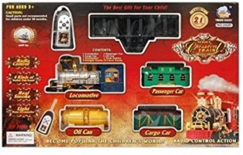 crazy toys Battery Operated Radio Control Smoke Train Set (21 Pcs)(Multicolor)