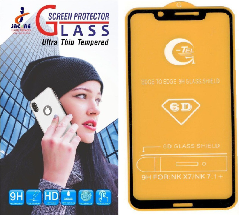 jacure Edge To Edge Tempered Glass for Nokia 7.1 Plus Full Coverage 6D 9H Cured Scratch Proof Bubble Free Screen Protector(Pack of 1)