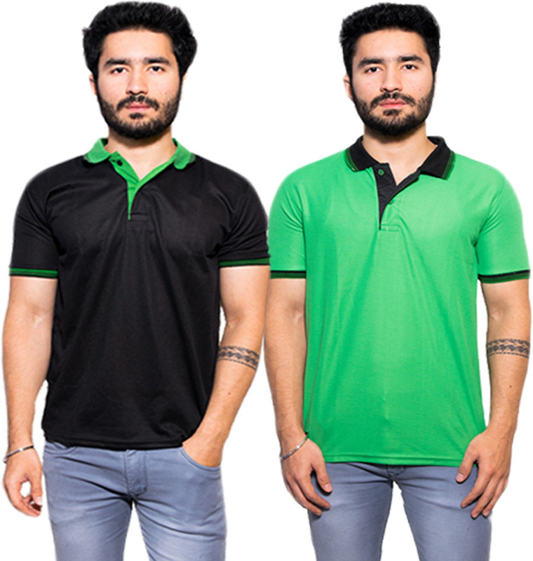 campus bunny Self Design Men Polo Neck Multicolor T-Shirt(Pack of 2)