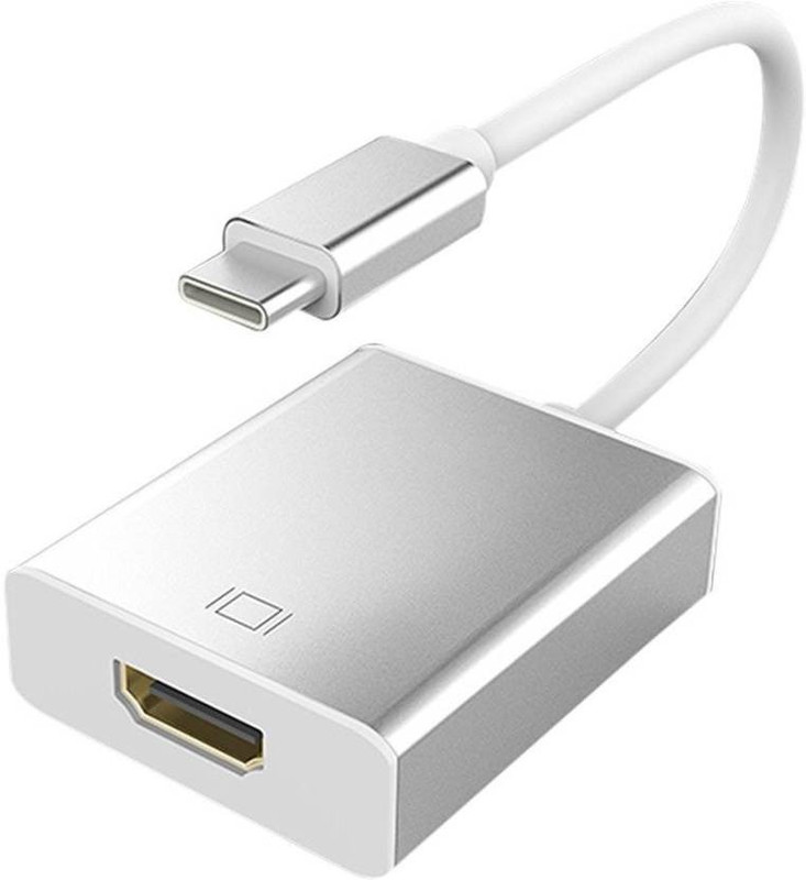 edio 2 ezone USB Type C to HDMI Adapter Male to Female Converter HDMI Cable (Laptops, Computers, HDTV, White, Silver) USB Adapter(White)