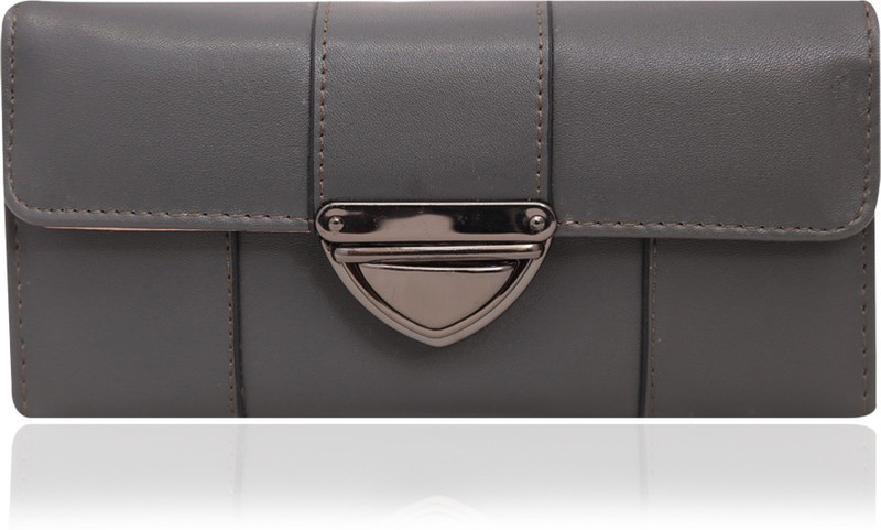 minaar Women Grey Artificial Leather Wrist Wallet(10 Card Slots)