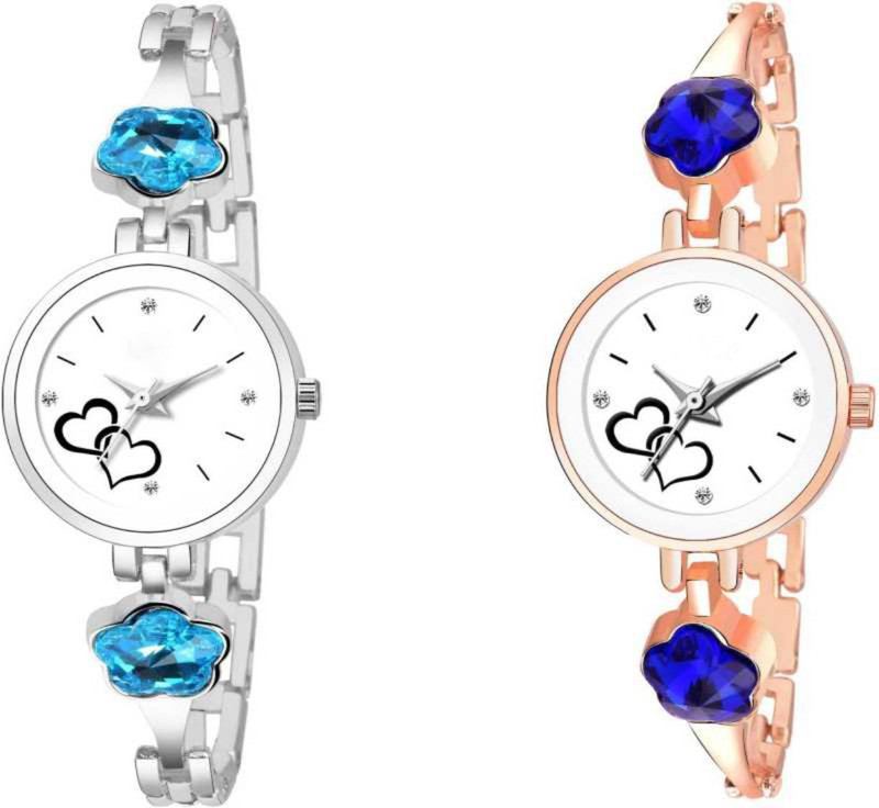 olberg Silver and Rose gold color with Diamond Girls Watch Analog Watch  - For Girls