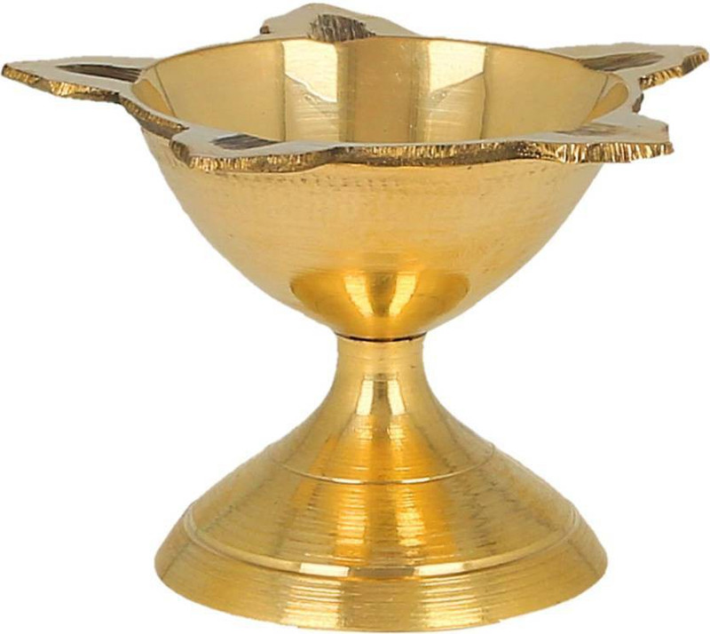jam enterprises Brass Diwali Deepak (Diya Oil Lamp) for Puja Home Décor (Set of 2) Brass (Pack of 2) Table Diya Set (Height: 1.75 inch) Brass Table Diya(Height: 4 inch)