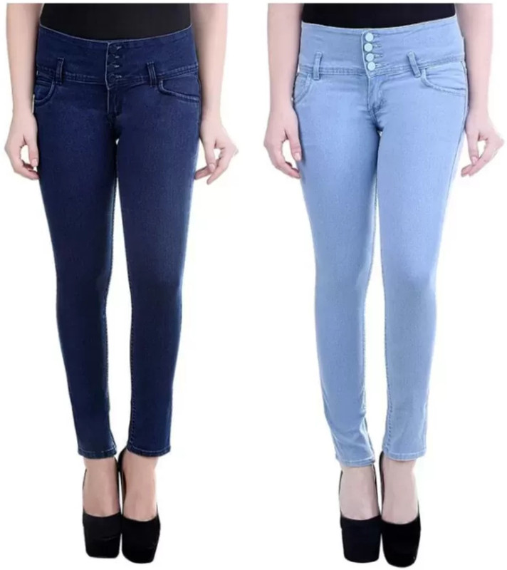 blue poison Skinny Women Light Blue, Black Jeans(Pack of 2)