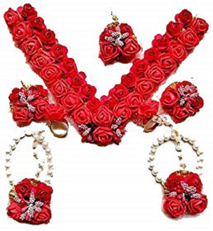 sarpi crafts Fabric Jewel Set(Red, White)