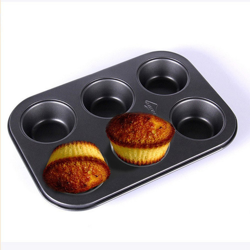 DEVZA Aluminium Cupcake/Muffin Mould 6(Pack of 1)