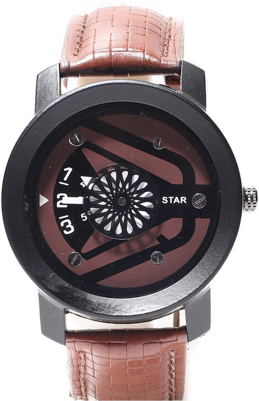 next vision Brown Star Chronograph Pattern Unique New Analog Watch Men Fashion Brown watch 01 Analog Watch  - For Men