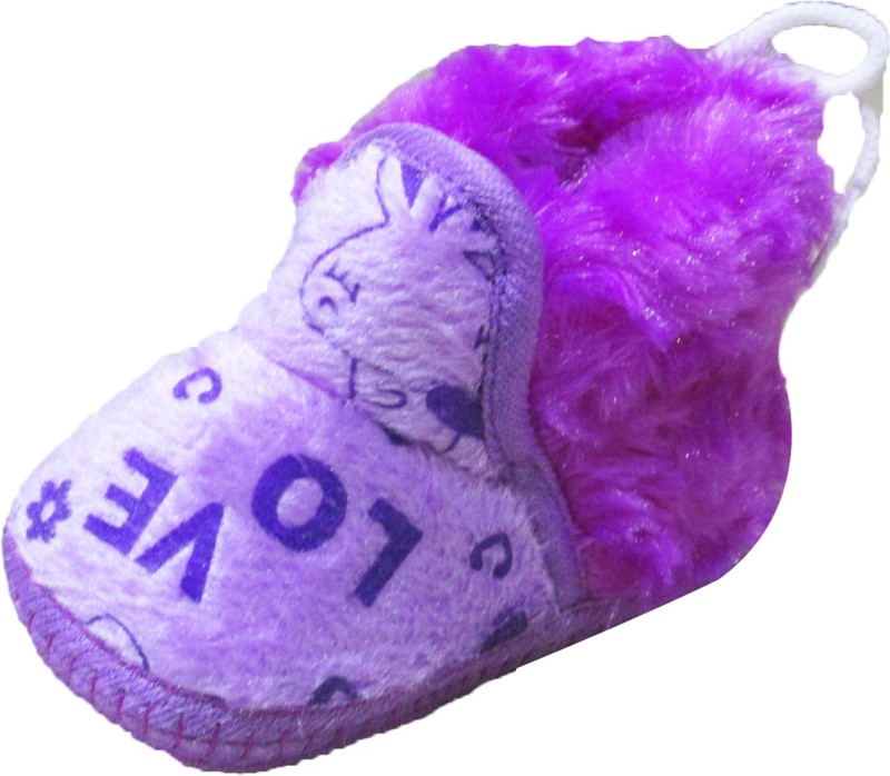 VBaby Soft Fur  Booties Antiskid Baby Shoes 15-18 Months Booties(Toe to Heel Length - 13 cm, Purple)