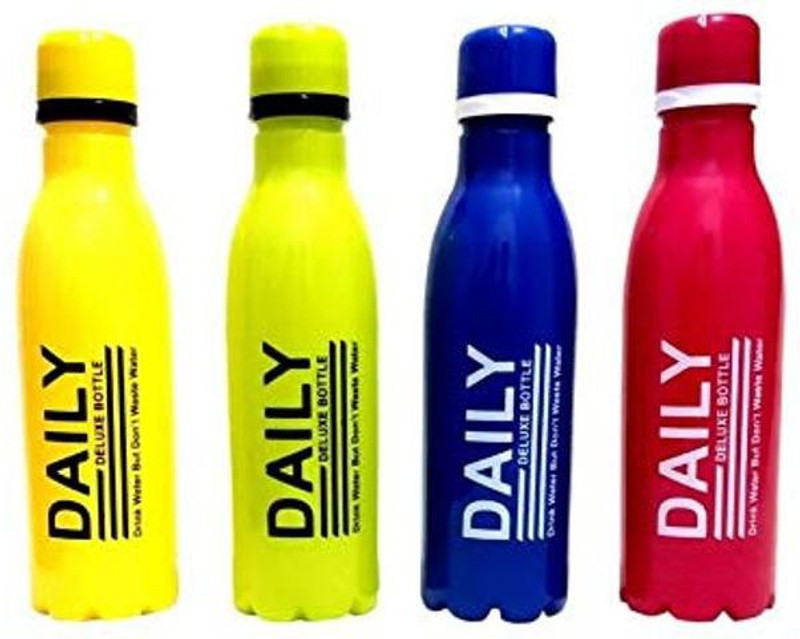 nova enterprises Set of 4(Multicolor)Air Tight Plastic Water 1000 ml Bottle(Pack of 4, Multicolor)