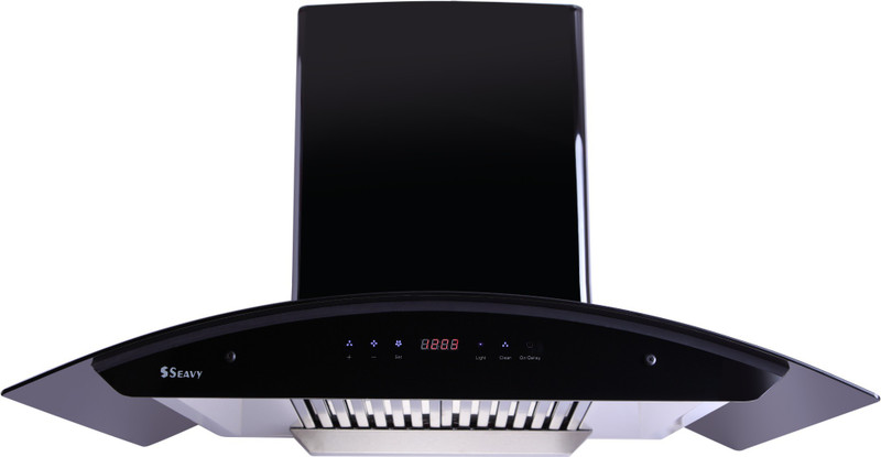 Seavy Ciaz Titanium Black 90cm Auto Clean Wall Mounted Chimney(Black/Glossy Finish 1200 CMH)