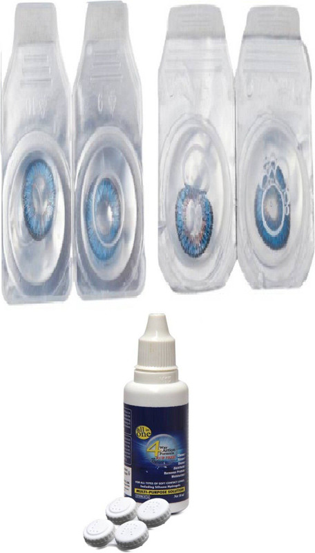 drr teleservices Zero power monthly lense (With starter kit) Monthly(0, Colored Contact Lenses, Pack of 6)