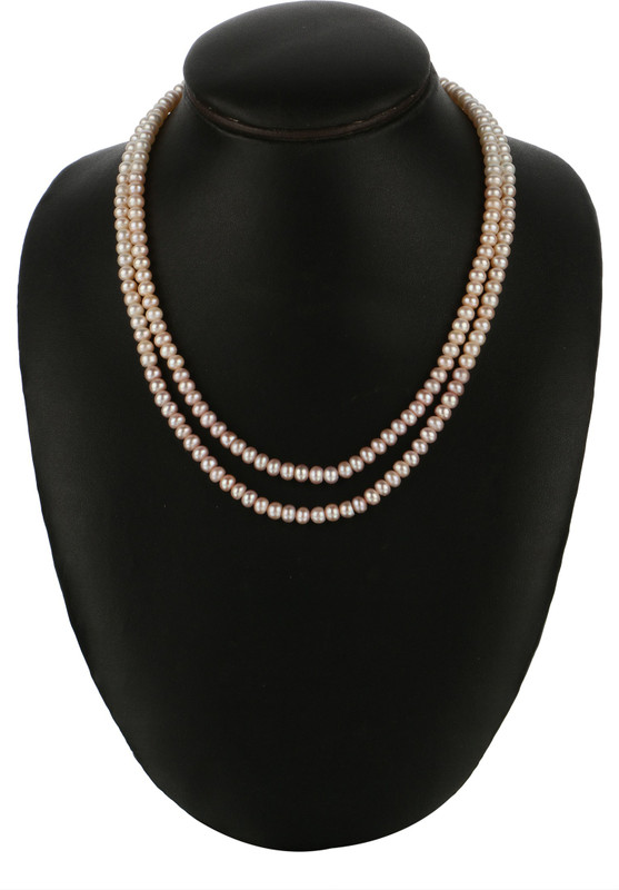 munaa lifestyle Multicolour Peach White & Golden Fresh Water Pearl Gold-plated Plated Mother of Pearl Necklace