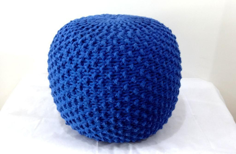 concept home inc Fabric Pouf(Finish Color - Royal blue)