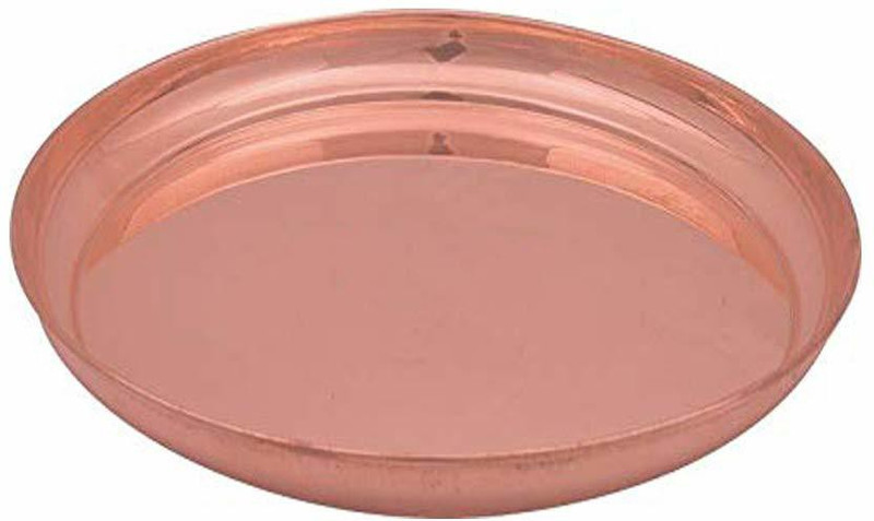 SHRI ANAND Pure Copper Plain Dinner Thali Plate, Serveware & Dinnerware Puja Plates Serving Plates 10 inch Tray(Microwave Safe)
