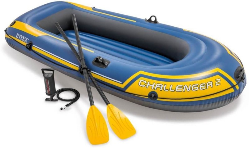 Intex Challenger 2 Boat Set Inflatable Kayak Water Raft(Blue)