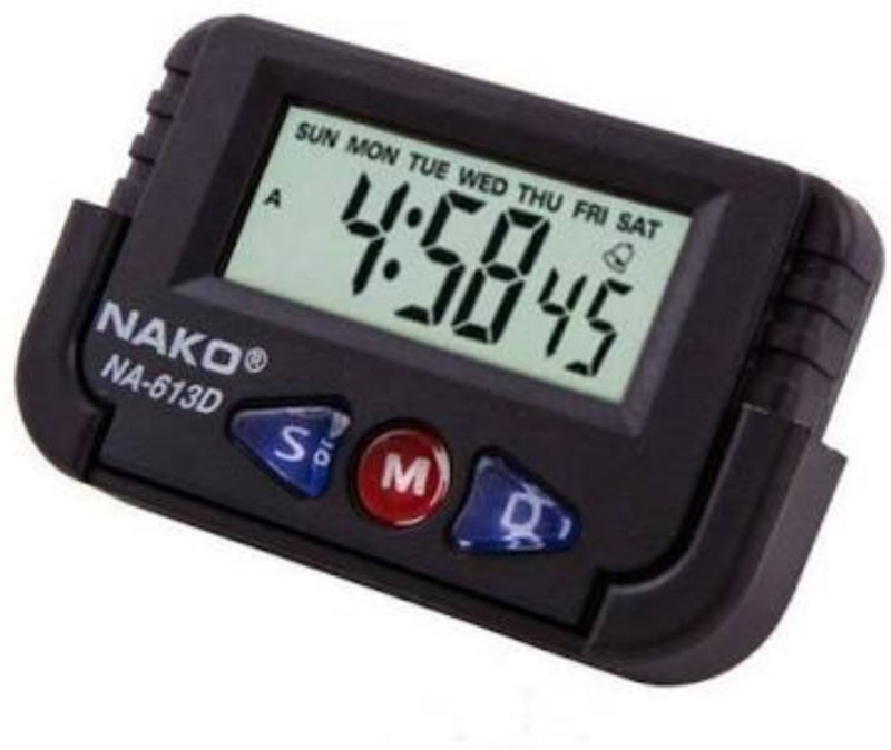 nako Digital Black Digital LCD Alarm Table Desk Car Calendar Clock Timer Stopwatch Dashboard/Office Desk Alarm Clock and Stopwatch Clock