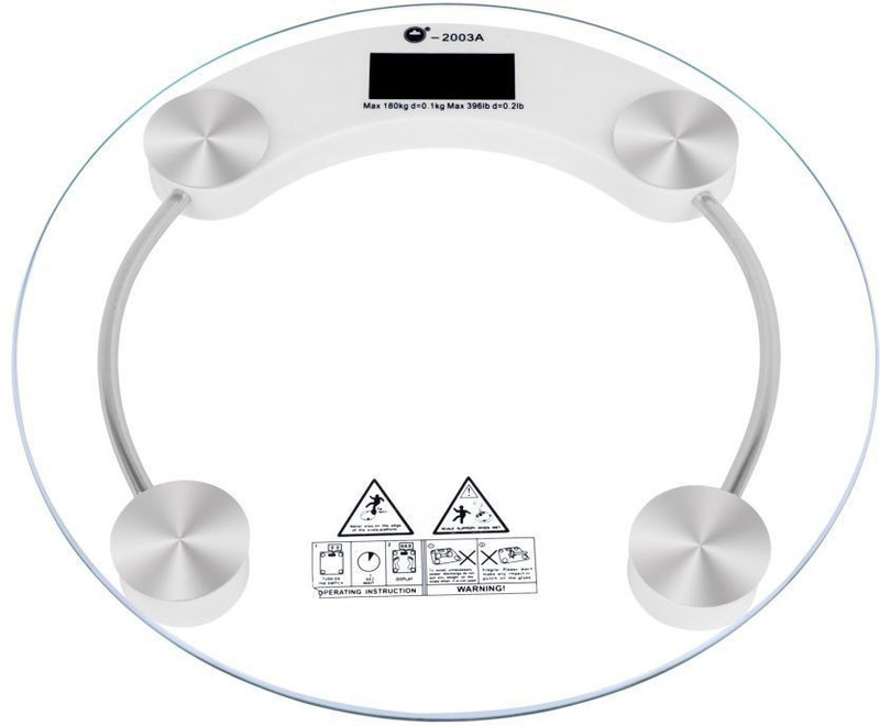 Granny Smith Smith Personal Health Human Body Weight Machine 2003A Round Transparent Glass Weighing Scale(White)