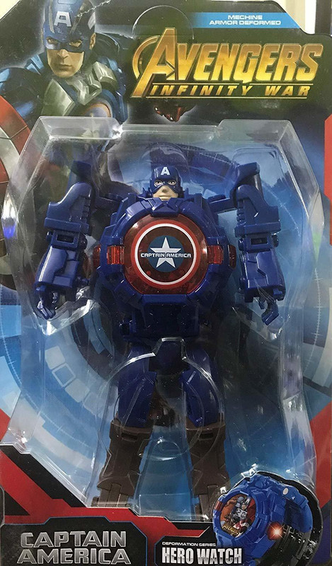jojoss Captain America Transformer Robot Toy Convert to Digital Wrist Watch for 3+ Kids(Multicolor)