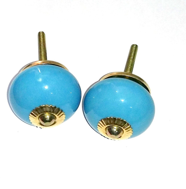 ADITYABLUEARTPOTTERY Decorative Ceramic Door Knobs Set Of 2 Appliance Knob ADITYABLUEARTPOTTERY Decorative Ceramic Door Knobs Set Of 2 Appliance Knob