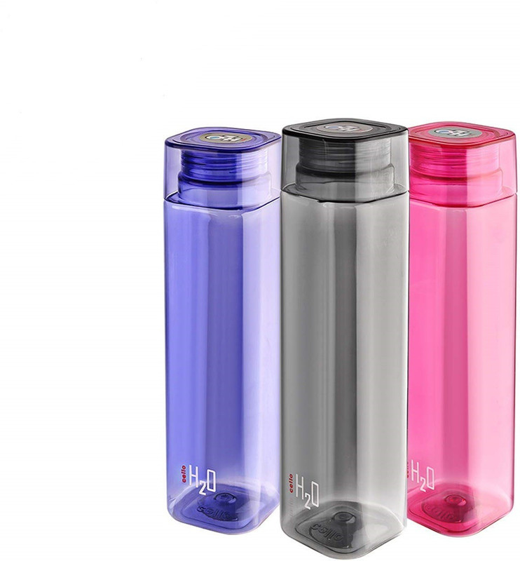 cello H2O Squaremate Water Bottle 500 ml Plastic Bottle(Pack of 3, Multicolor)