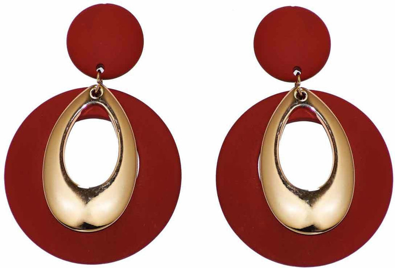 naina trendz Classy Matt cherry round Danglers Wood Drops & Danglers