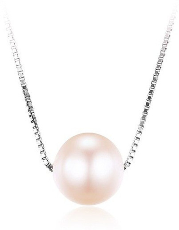 silvoswan Pink Pearl Pendant for Girls and Women Best Gift for Wife, Girlfriend, Mom, Sister Platinum Pearl Alloy