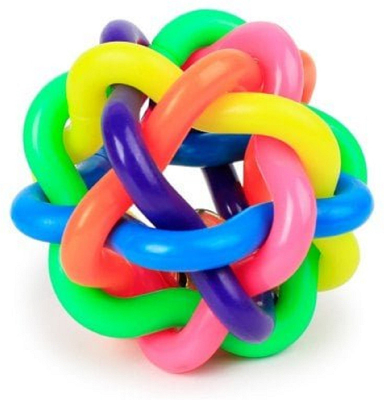 aquapetzworld Dog Rubber Wire Ball with Bell Toy for Puppies Rubber Chew Toy For Dog & Cat