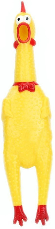 Aquapetzworld Pet Dog's Rubber Screaming Chicken Squeaker Chew Toy-Small (Yellow) Rubber Squeaky Toy For Dog & Cat