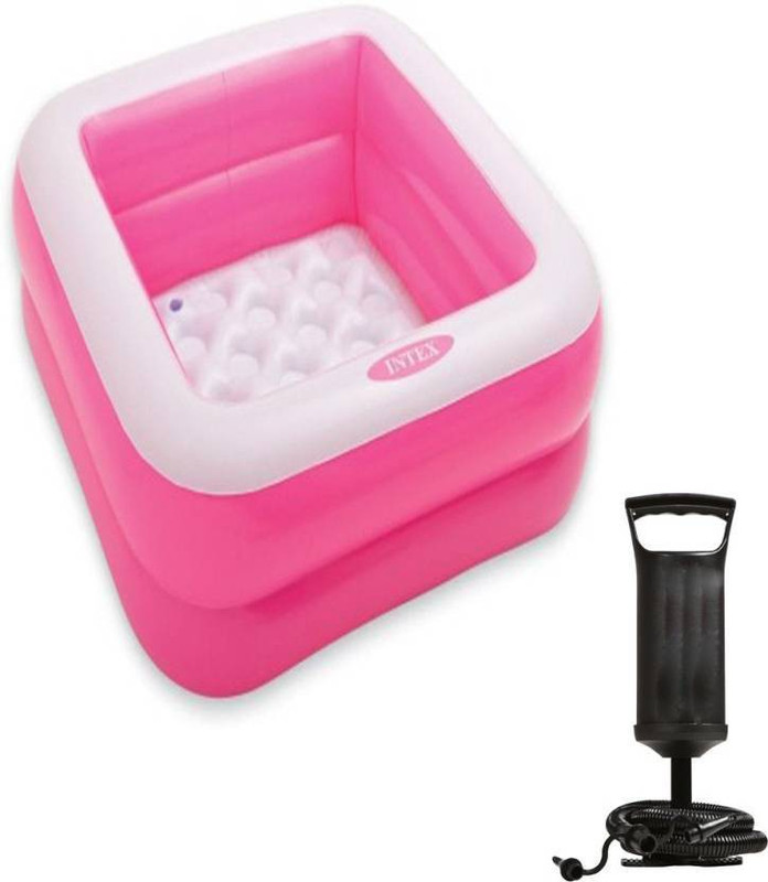 KENZAI 3 FT Inflatable Pink Bathtub and Air pump for inflatable toys and balloons (combo) (Multicolor)(Multicolor)
