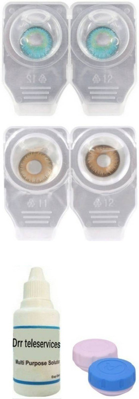 drr teleservices Combo Zero Power Monthly Lense (Aqva and hazel) (0, Colored Contact Lenses, Pack of 2 with starter Kit) Monthly(0, Colored Contact Lenses, Pack of 2)