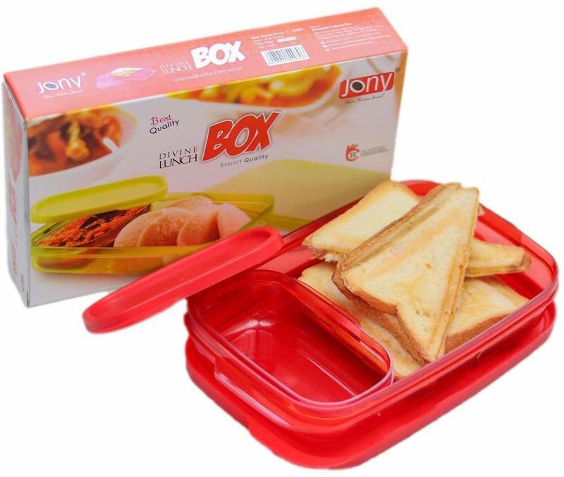 jony Divine Lunch Box , BPA Free,100% Food Grade Plastic For Kids & Adults Both ,Slim,Red with 1 Vegetable Container 2 Containers Lunch Box(1 L)